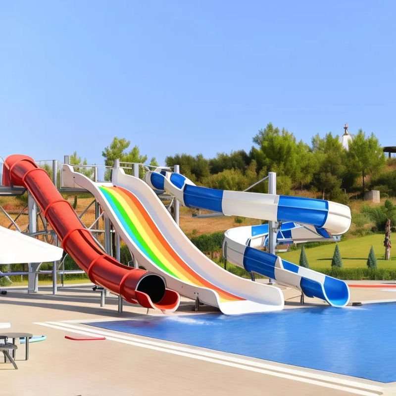 Segurança Slide de piscina de hotel recto de longa duração com degraus antiderrapante e alças de segurança