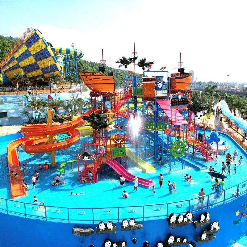 31*26m Centro de Jogos Aquáticos de Navio Pirata de Tamanho Maior com Slides de Sprayers de Água