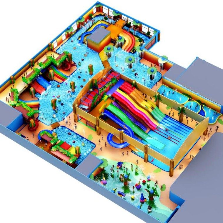 Desenho de parque aquático interior Crianças Desenho de parque aquático com escorregador de água e tampão