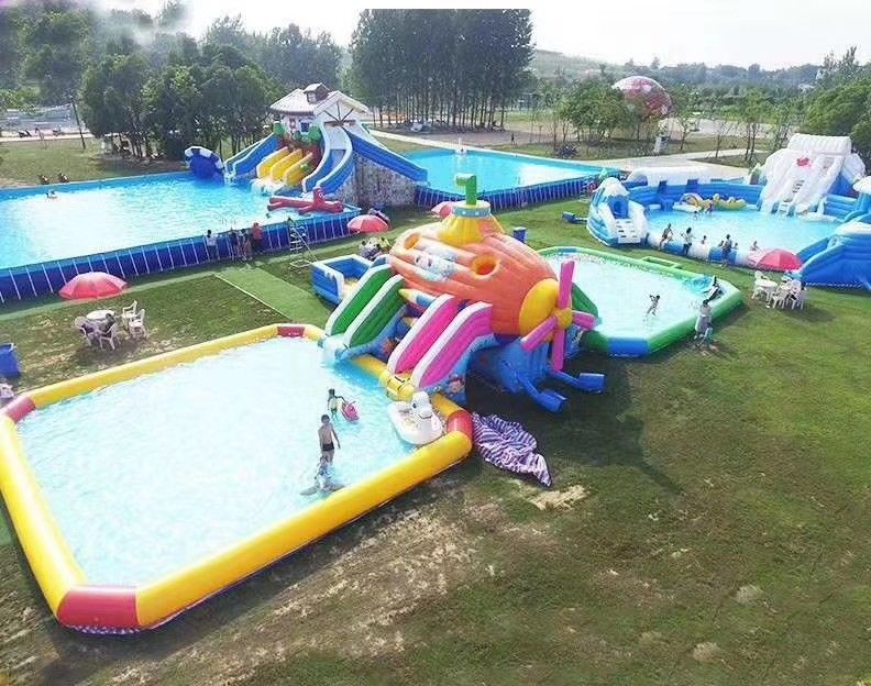 Grande piscina infláveis piscina de água inflável natação com escorrega inflável comercial escorrega de água para crianças e adultos