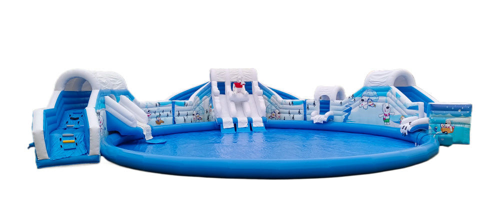 Slide aquático engraçado colorido comercial personalizado grande hipopótamo Slide de água inflável com piscina para venda